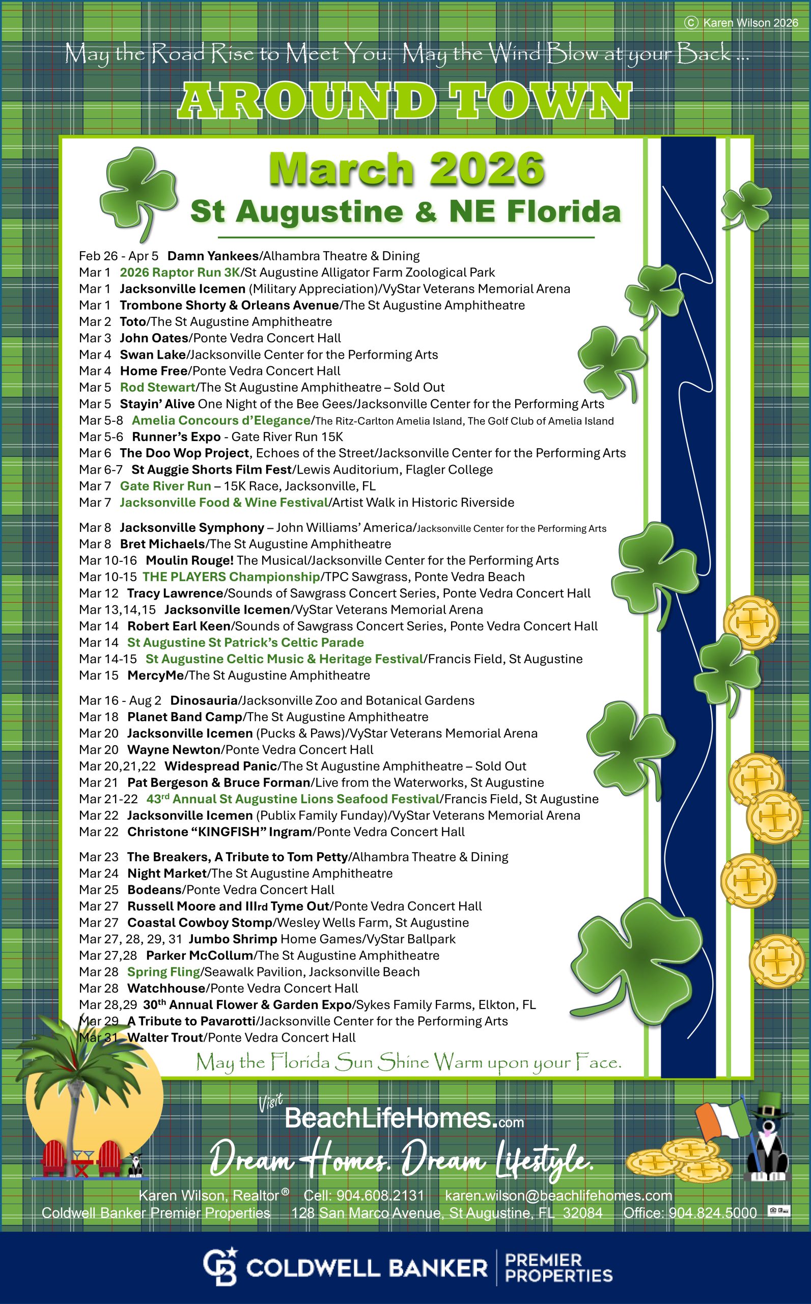 Around Town - March 2026, darker green text, additional